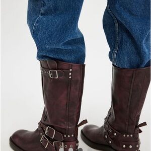 We the Free Janey Engineer boots, Free People “Wine fresco” Moto Boots